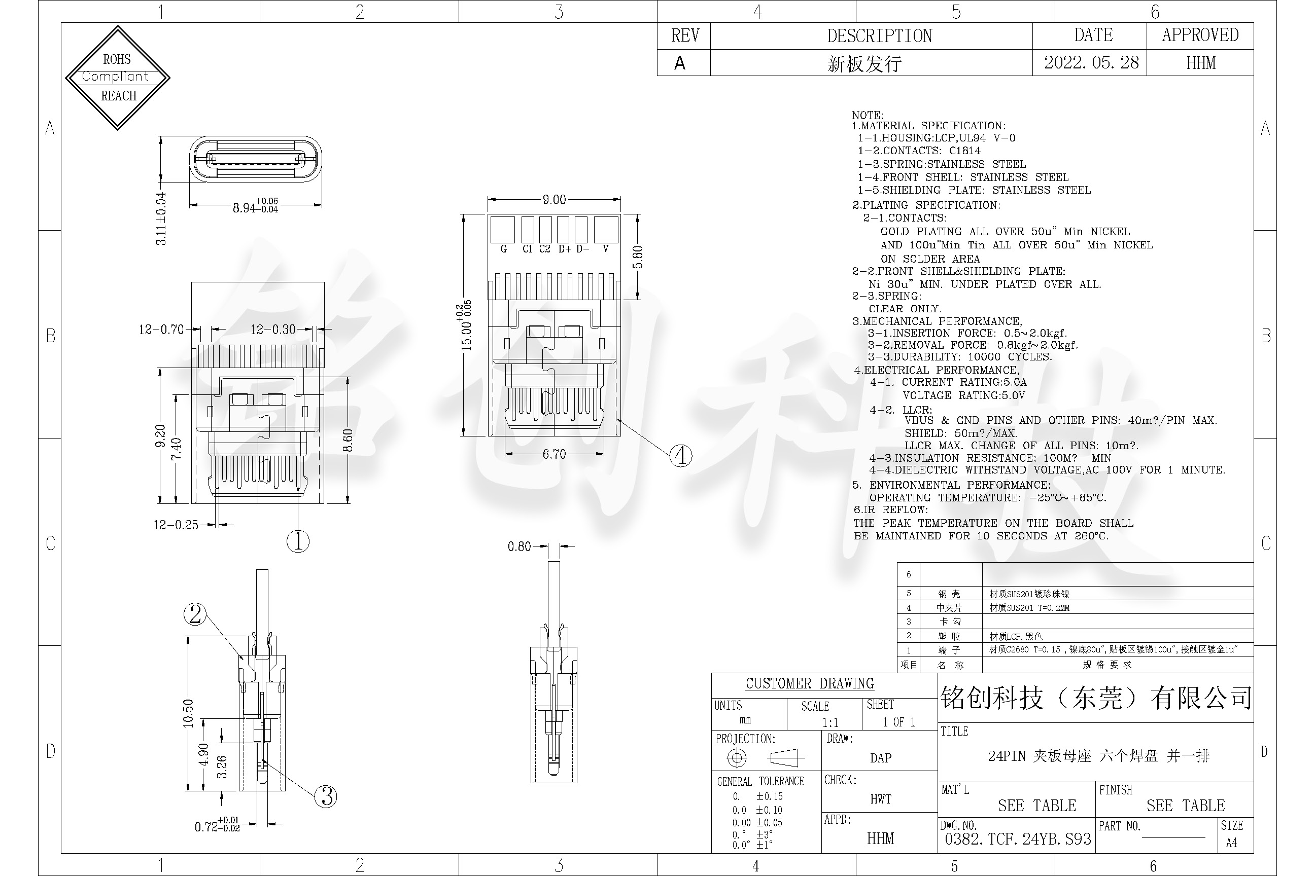 0383.TCF.24YB.S93 24PIN 夹板母座 六个焊盘 并一排-模型.jpg